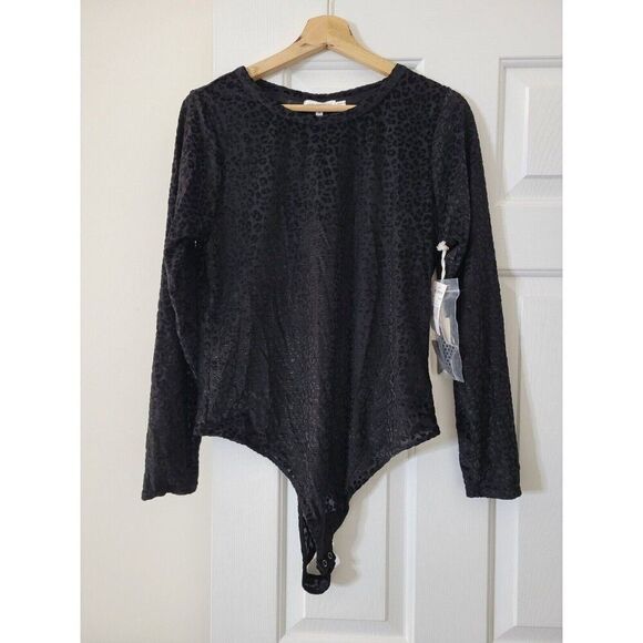 Good American Crew Neck Bodysuit Black Leopard 5 / US 2XL NWT - Picture 1 of 10